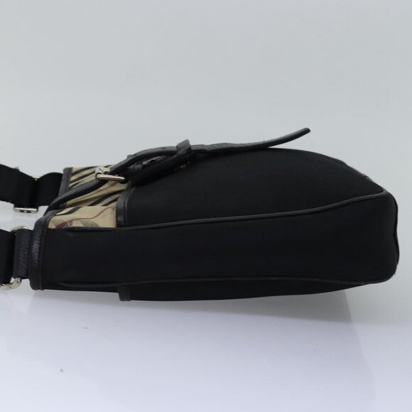 BURBERRY Nova Check Shoulder Bag Nylon Beige Black Auth - Picture 9 of 16